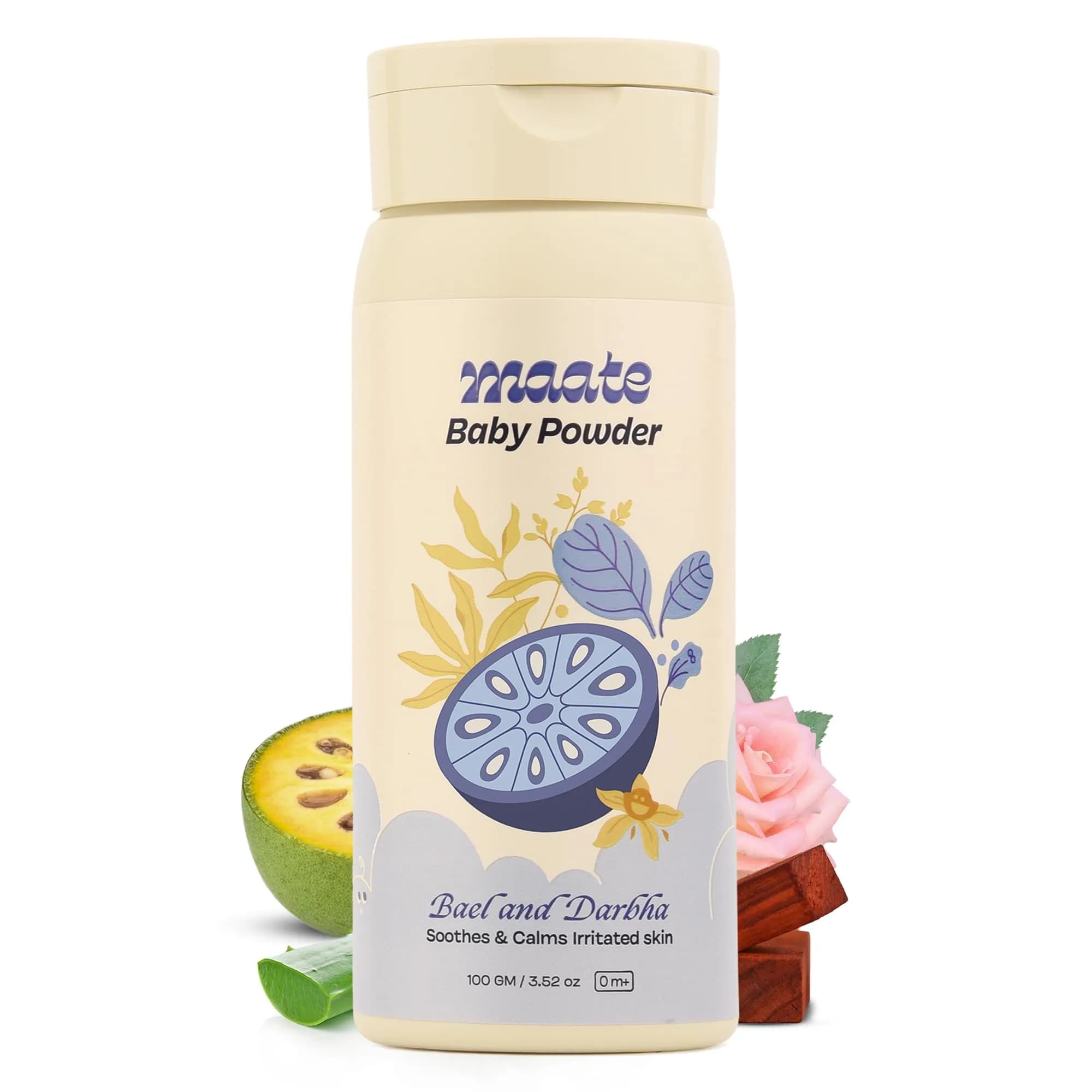 MAATE Talc Free Natural & Ayurvedic Baby Powder 100 gm | Soothes & Moisturises Baby's Skin - main product image