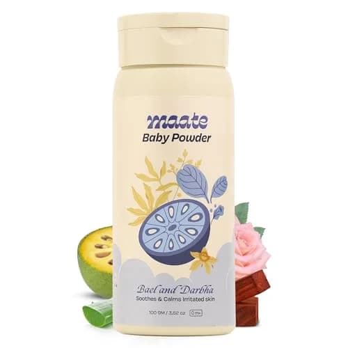 MAATE Talc Free Natural & Ayurvedic Baby Powder 100 gm | Soothes & Moisturises Baby's Skin thumbnail 1