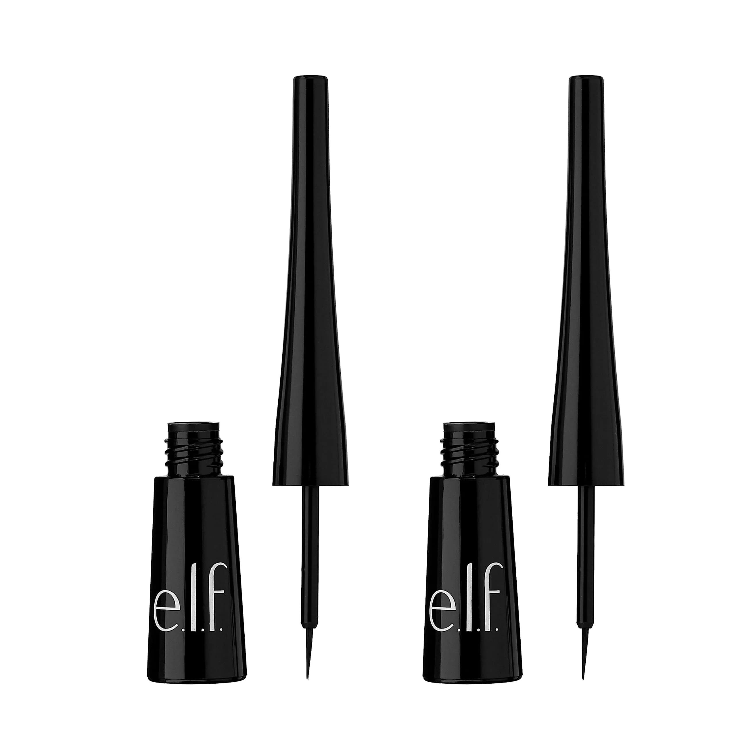 e.l.f. Liquid Eyeliner 0.14 Fl Oz | High-Pigment, Smudge-Proof, Extra-Fine Brush Tip — Jet Black