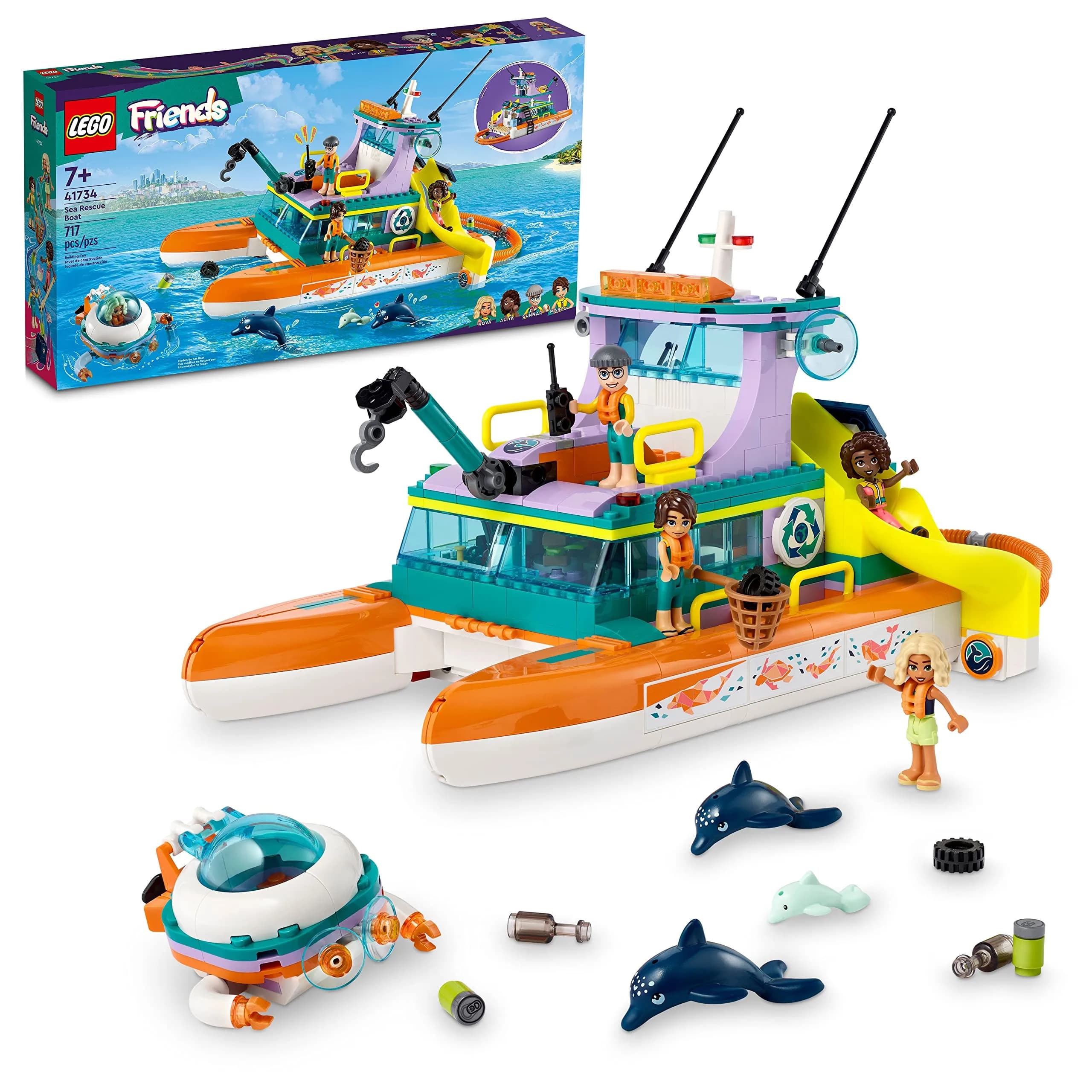 LEGO Friends Sea Rescue Boat 41734 | Ocean Life Role Play for Kids 7+ - main product image