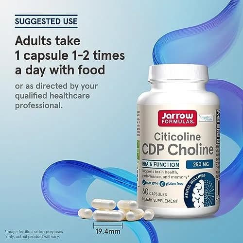 Jarrow Formulas Citicoline CDP Choline 250 MG Capsules | 720 Count (Pack of 120) thumbnail 7
