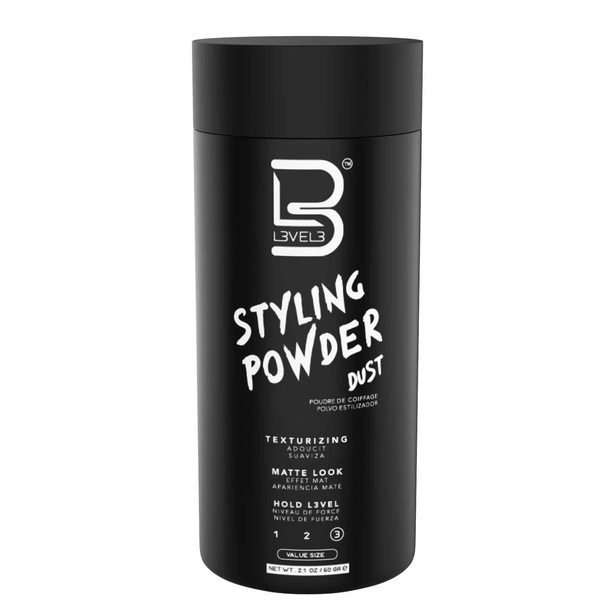 L3 Level 3 Hair Texture Powder for Men, Volume, Natural Look, 30g (1.05 oz) | Matte Finish Styling Agent — Large - 60 Grams