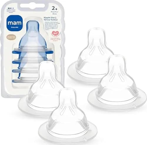 MAM Baby Bottle Anti-Colic Medium Flow Nipples | Fits All MAM Bottles, 4 Pack thumbnail 1