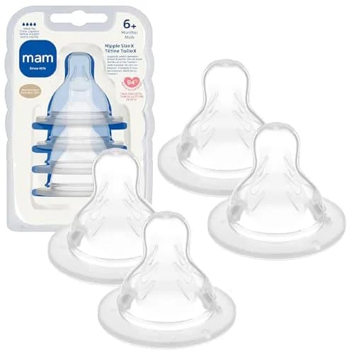MAM Baby Bottle Anti-Colic Nipples Extra Fast Flow | Fits All MAM Bottles, BPA-Free Silicone, 4 Pack thumbnail 1