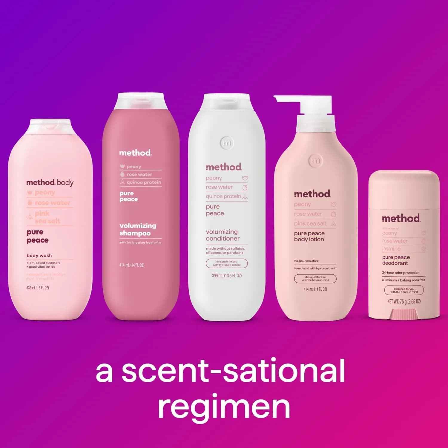 Method Pure Peace Body Wash with Peony, Rose Water & Pink Sea Salt, 794g (28 oz) | Gentle Hydrating Cleanser thumbnail 8