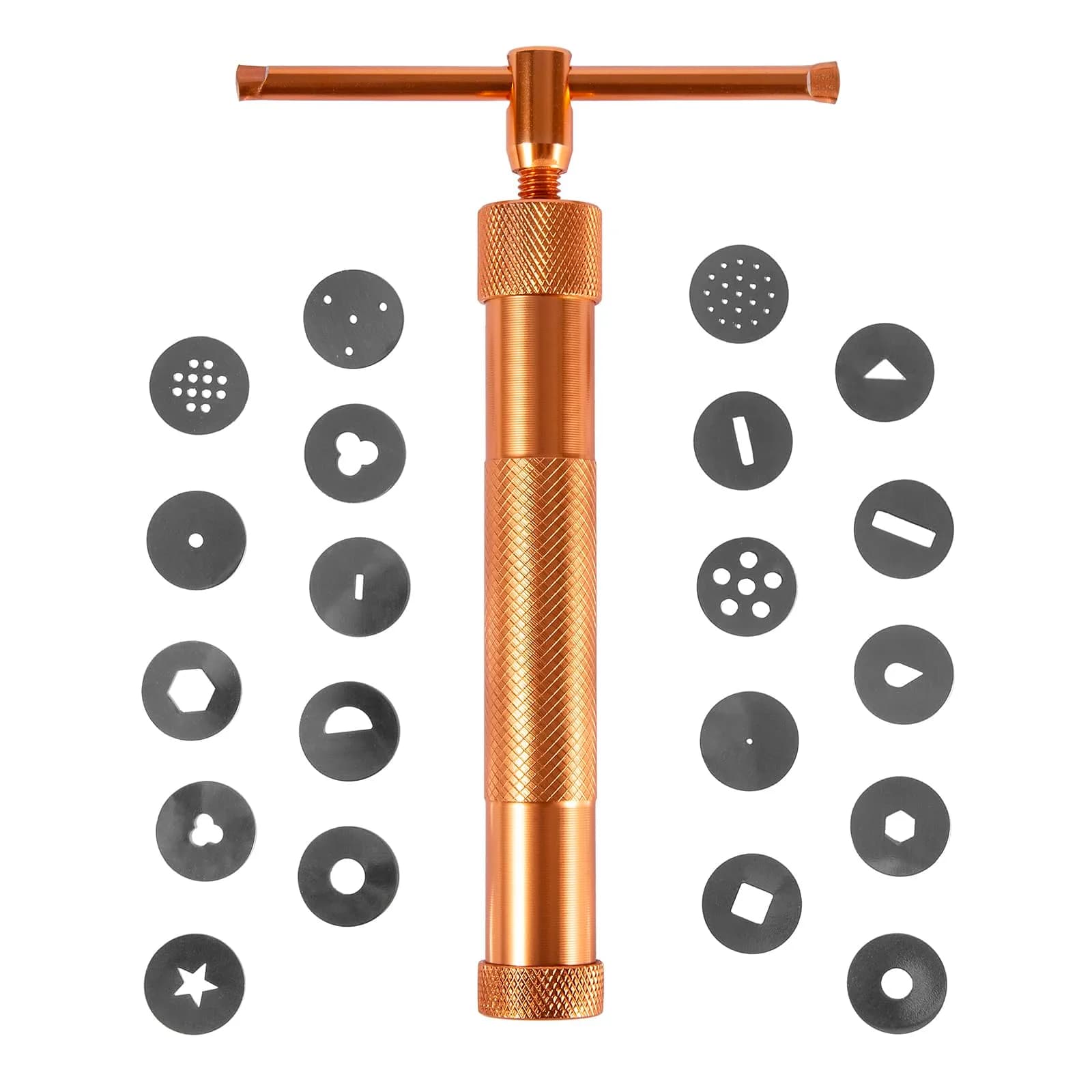 YAMHOHO Pink Clay Extruder Tool Set with 20 Discs | 16.5 cm (6.5 in) Stainless Steel & Aluminum Alloy