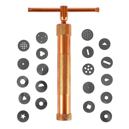 YAMHOHO Pink Clay Extruder Tool Set with 20 Discs | 16.5 cm (6.5 in) Stainless Steel & Aluminum Alloy thumbnail 1