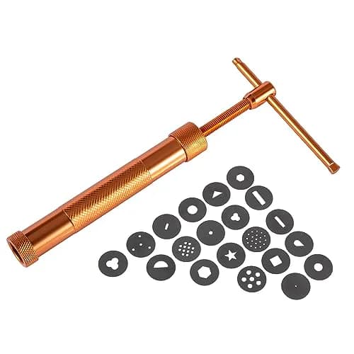 YAMHOHO Pink Clay Extruder Tool Set with 20 Discs | 16.5 cm (6.5 in) Stainless Steel & Aluminum Alloy thumbnail 4