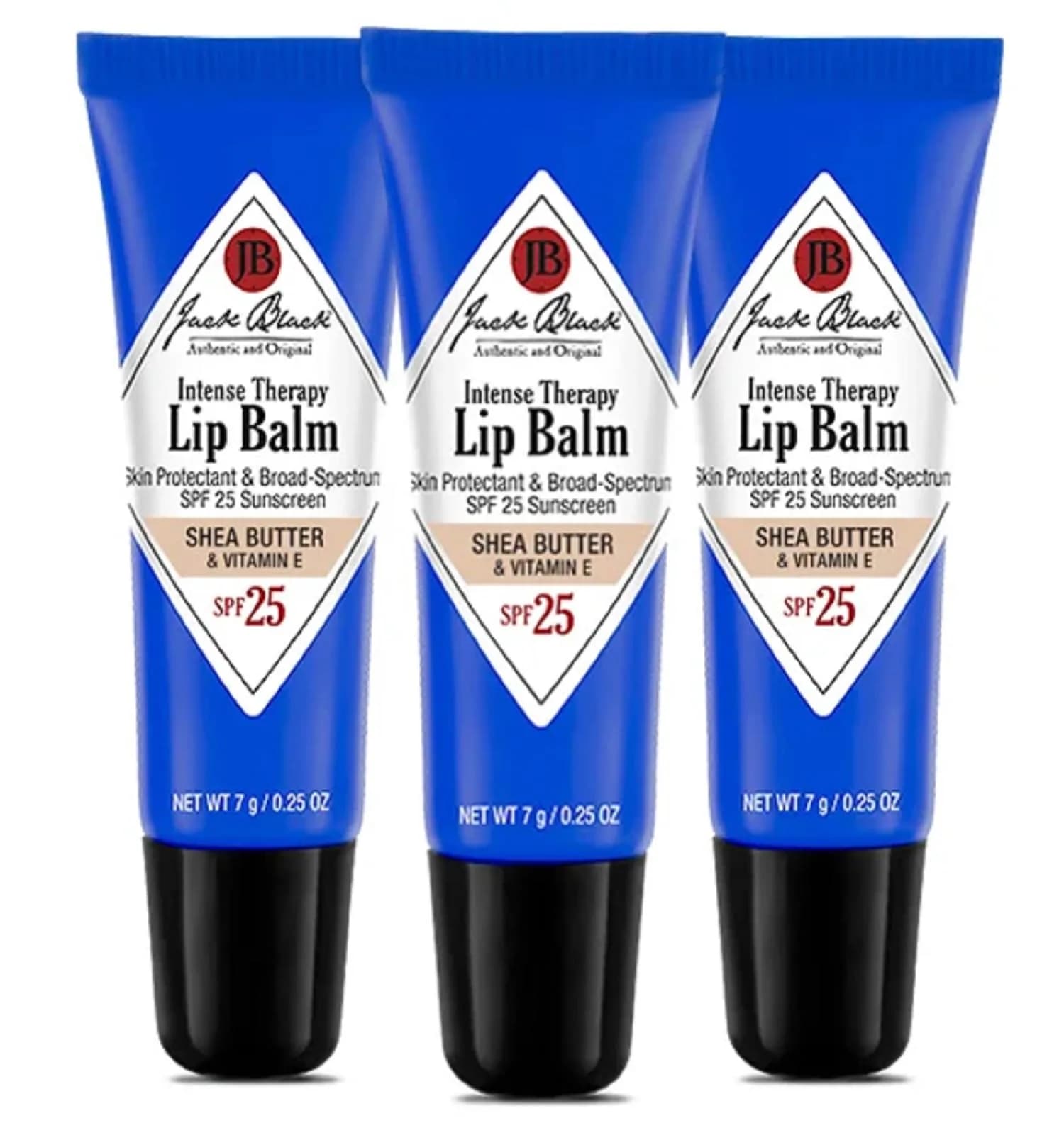 Jack Black Intense Therapy Lip Balm SPF 25 (7.5ml / 0.25 Fl Oz) | Pack of 3 with Shea Butter & Vitamin E - main product image