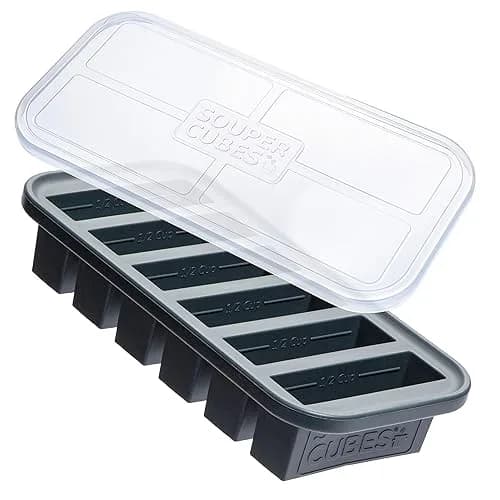 Souper Cubes 1/2 Cup Silicone Freezer Mold with Lid | Charcoal, 1-Pack, Food Prep & Storage thumbnail 1