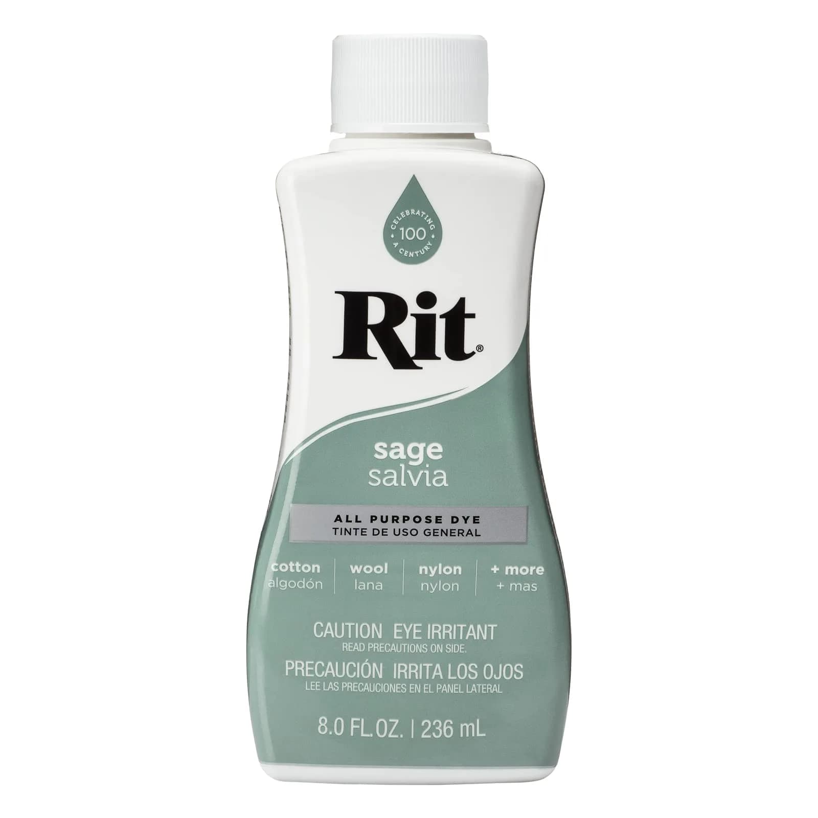 Rit All-Purpose Liquid Fabric Dye, Sage Green 237ml (8 Fl Oz) - Concentrated for Cotton, Linen, Silk, Wool, Rayon, Nylon