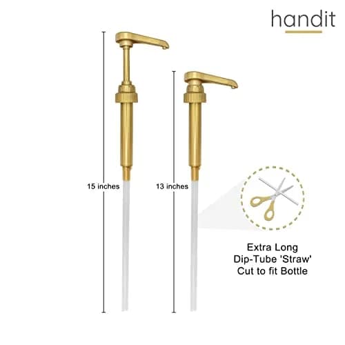 HANDIT Gold Coffee Syrup Pumps | Fits 750ml (25.4oz) Bottles | 2-Pack | Dispenses 0.5oz Per Stroke thumbnail 6