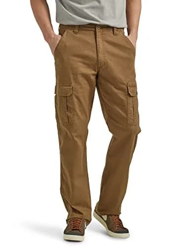 Wrangler Authentics Men's Relaxed Fit Stretch Cargo Pant, Kangaroo, 34W x 32L | Durable, Comfortable & Versatile thumbnail 1