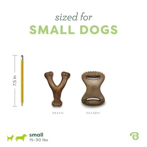 Benebone 2-Count Wishbone/Dental Dog Chew Toys, Small | Real Bacon, Durable Nylon, Made in USA thumbnail 4