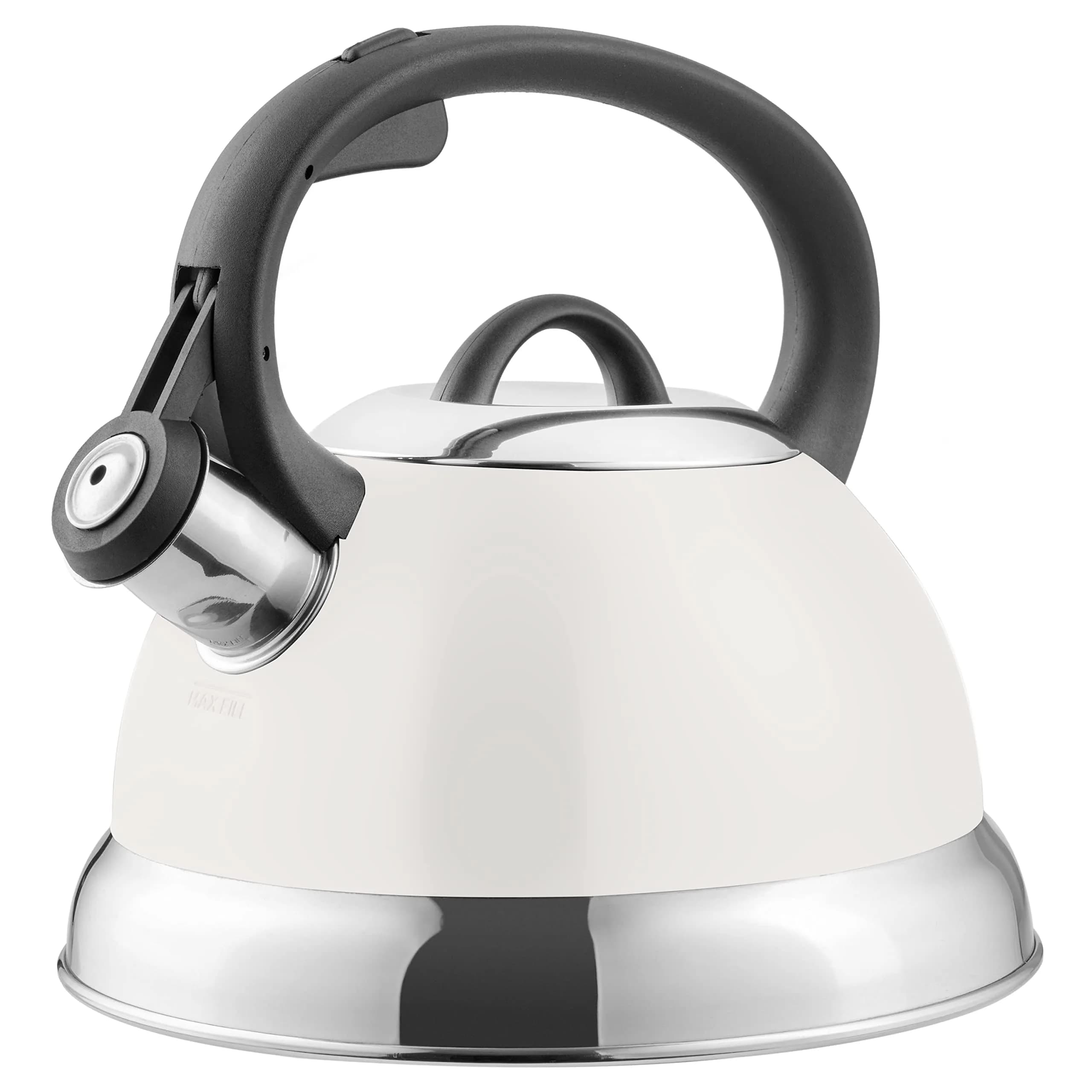 Mr. Coffee Flintshire 1.75-Quart Stainless Steel Whistling Tea Kettle with Nylon Handle | Durable Stove-Top Kettle in Linen Finish