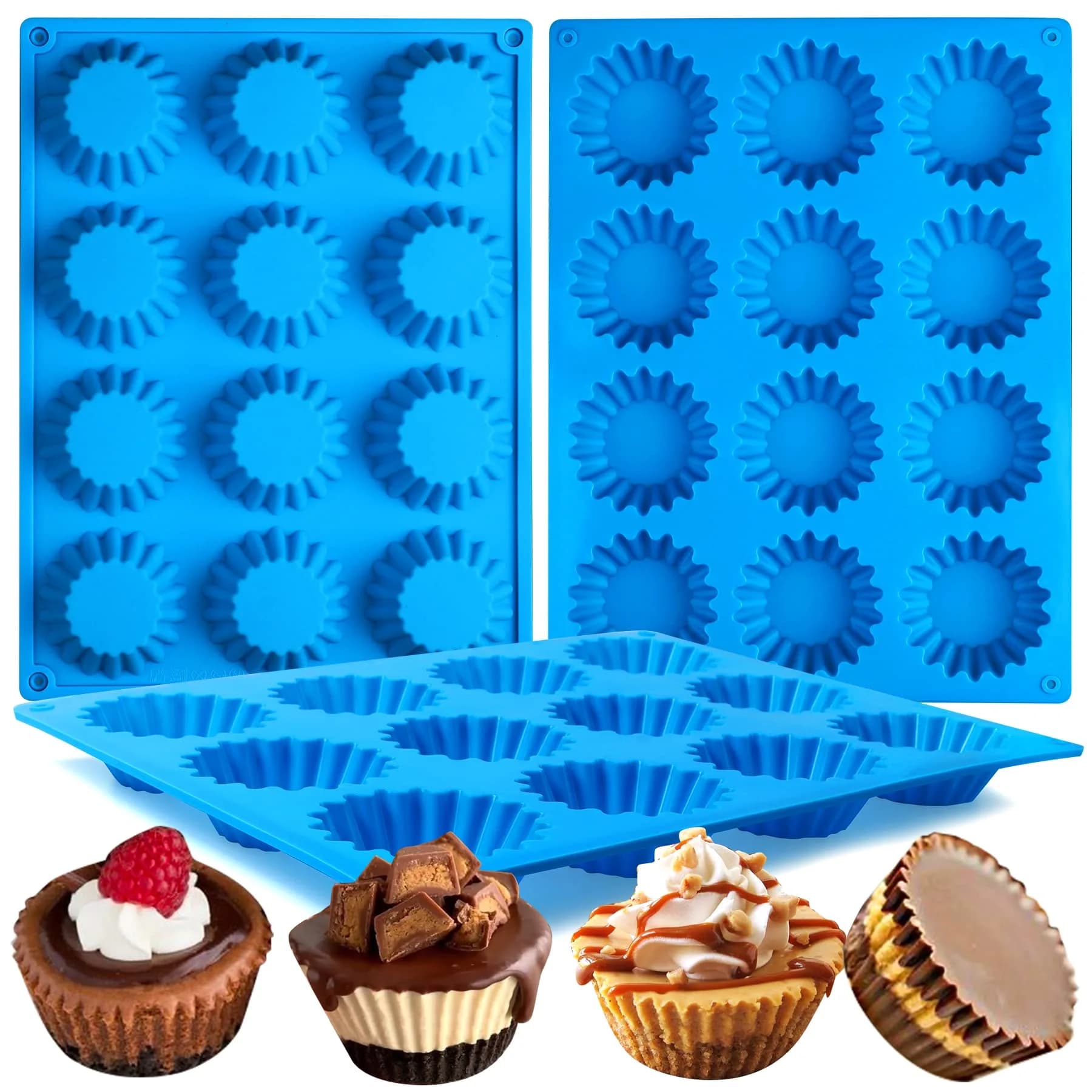 Sidosir Peanut Butter Cup Mold 3pcs | Silicone Mini Tart Pan for Fat Bombs & Brownies - main product image