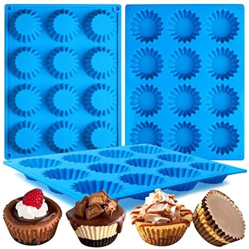 Sidosir Peanut Butter Cup Mold 3pcs | Silicone Mini Tart Pan for Fat Bombs & Brownies thumbnail 1