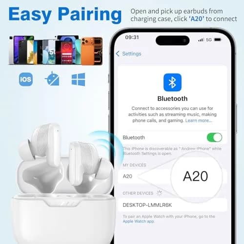 ASKUBSKU True Wireless Bluetooth 5.4 Earbuds | 13mm Dynamic Drivers, Noise Isolating, Semi-In-Ear Design thumbnail 7
