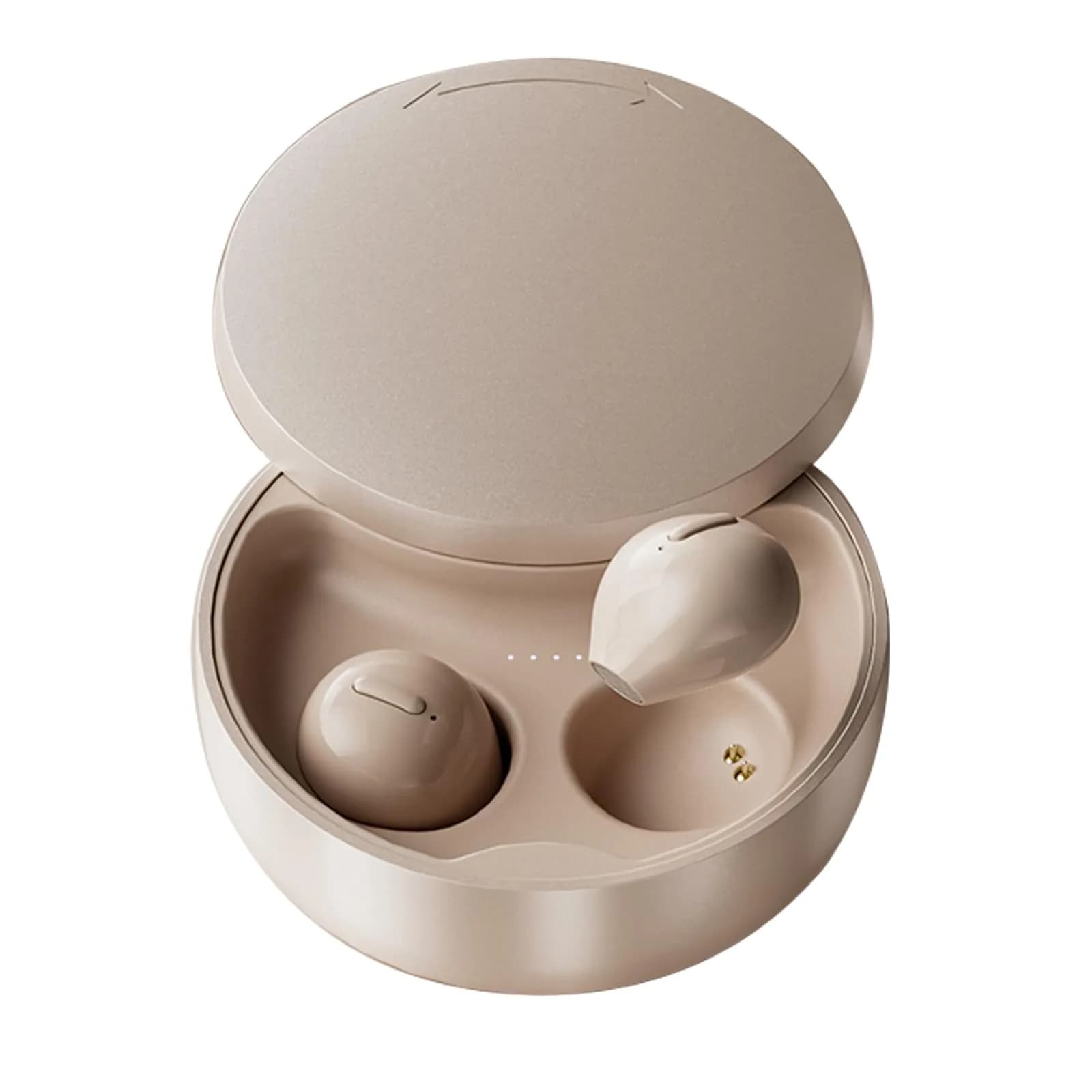 Xmenha Invisible Wireless Earbuds Bluetooth 5.0 Mini Discreet Tiny Earpiece with Charging Case for Small Ears & Sleeping - Yellow — Nude