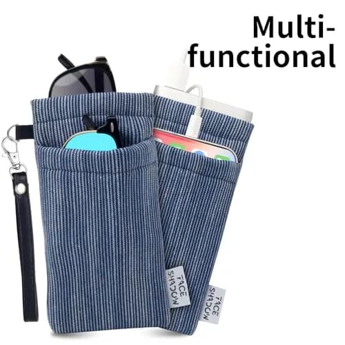 Face Shadow Soft Eyeglass Case for Women & Men | Holds Two Pairs, Squeeze Top, Microfiber Lined thumbnail 6