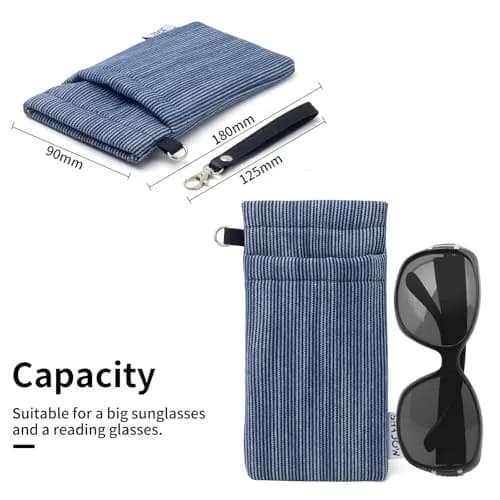 Face Shadow Soft Eyeglass Case for Women & Men | Holds Two Pairs, Squeeze Top, Microfiber Lined thumbnail 3