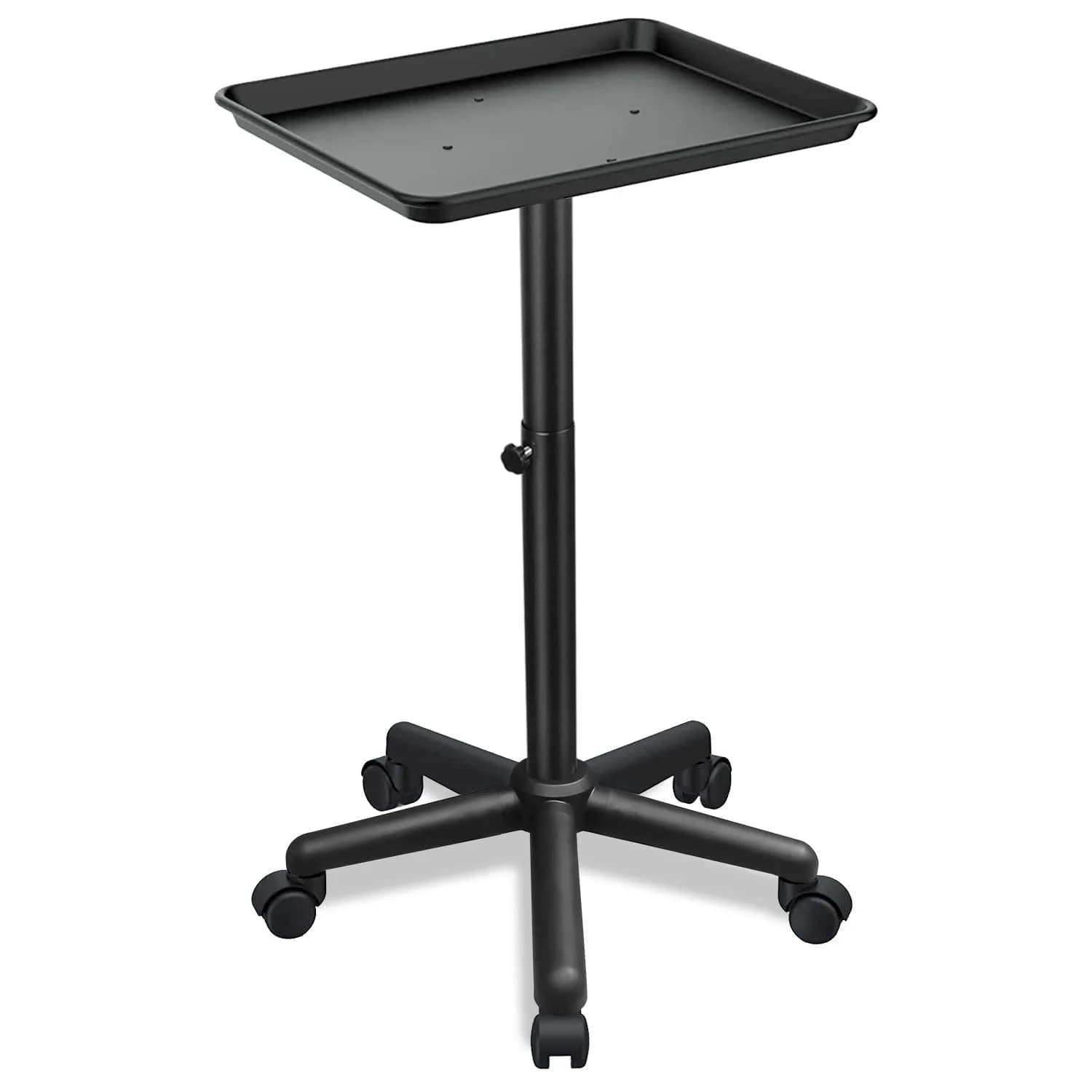 Findabetter Salon Rolling Tray Champagne Gold Adjustable Height 71-104 cm (28-41 in) | Professional Beauty & Tattoo Cart — Deep Black