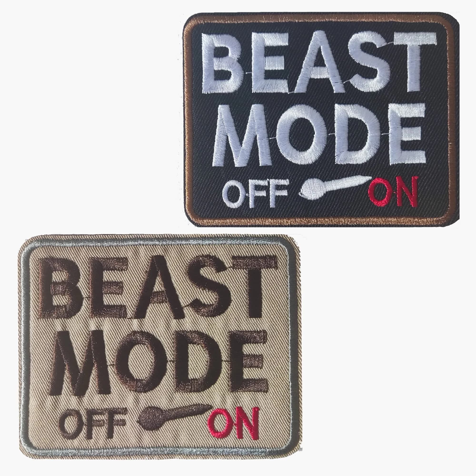 TXSN Beast Mode On Patches 2 Pieces | Hook & Loop Embroidery Badge 8.1 cm (3.2") x 5.1 cm (2")