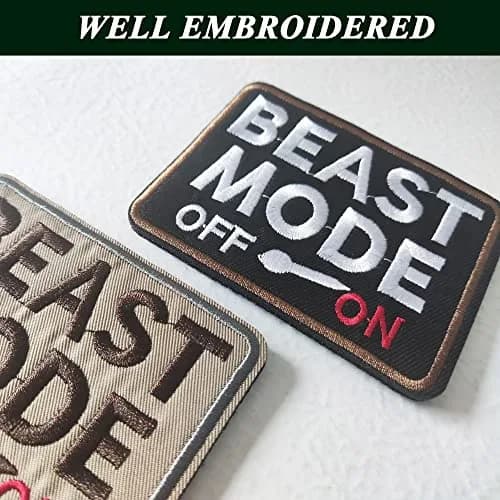 TXSN Beast Mode On Patches 2 Pieces | Hook & Loop Embroidery Badge 8.1 cm (3.2") x 5.1 cm (2") thumbnail 4