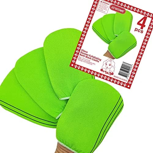 etreetowel Korean Exfoliating Bath Mitts (4 Pcs) | Premium Viscose Rayon Body Scrub Gloves thumbnail 1