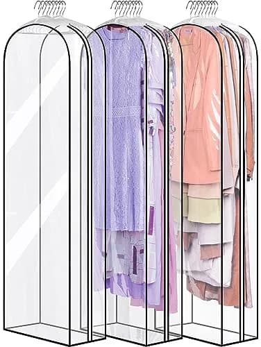 MISSLO Clear Gusseted Garment Bags for Hanging Clothes 152cm (60") x 56cm (22") x 25cm (10") | 3-Pack Closet Storage Covers thumbnail 1