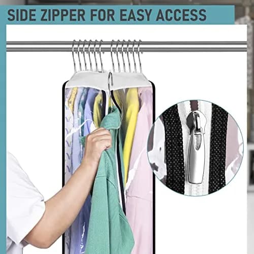 MISSLO Clear Gusseted Garment Bags for Hanging Clothes 152cm (60") x 56cm (22") x 25cm (10") | 3-Pack Closet Storage Covers thumbnail 4