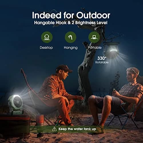 Ausic Portable Misting Fan with LED Lantern, 250mL Tank, 8-35Hrs Battery, Green | Cools Patios & Campsites thumbnail 4