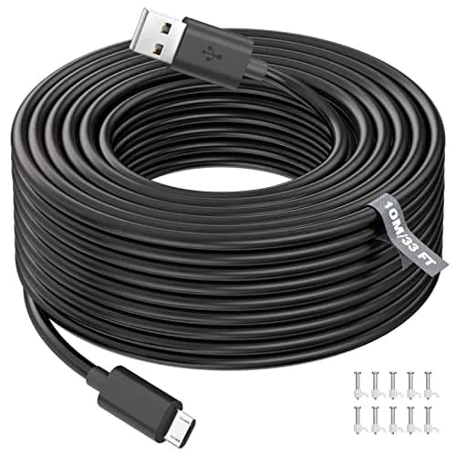 ASKUBSKU Black USB A to Micro-USB Power Extension Cable 10m (33ft) | For Blink Mini, Wyze Cam V3, Yi Home Cam thumbnail 1