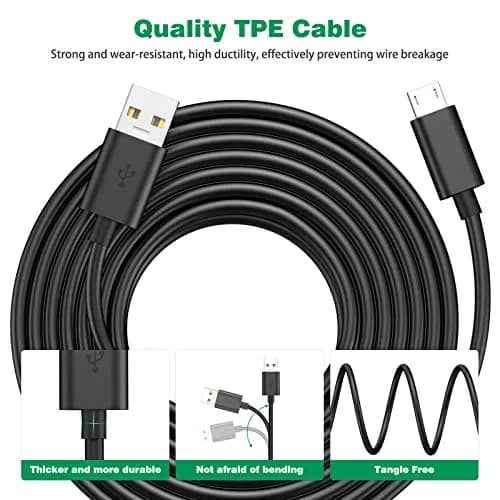 ASKUBSKU Black USB A to Micro-USB Power Extension Cable 10m (33ft) | For Blink Mini, Wyze Cam V3, Yi Home Cam thumbnail 3