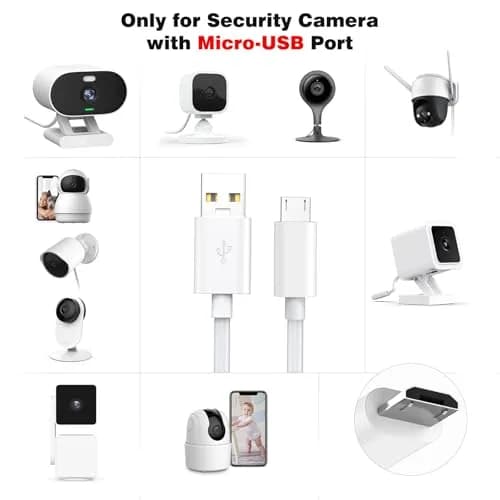 ASKUBSKU 10m (33ft) White Micro USB Power Extension Cable | For Home Security Cameras thumbnail 4