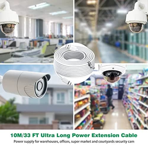 ASKUBSKU 10m (33ft) White Micro USB Power Extension Cable | For Home Security Cameras thumbnail 7