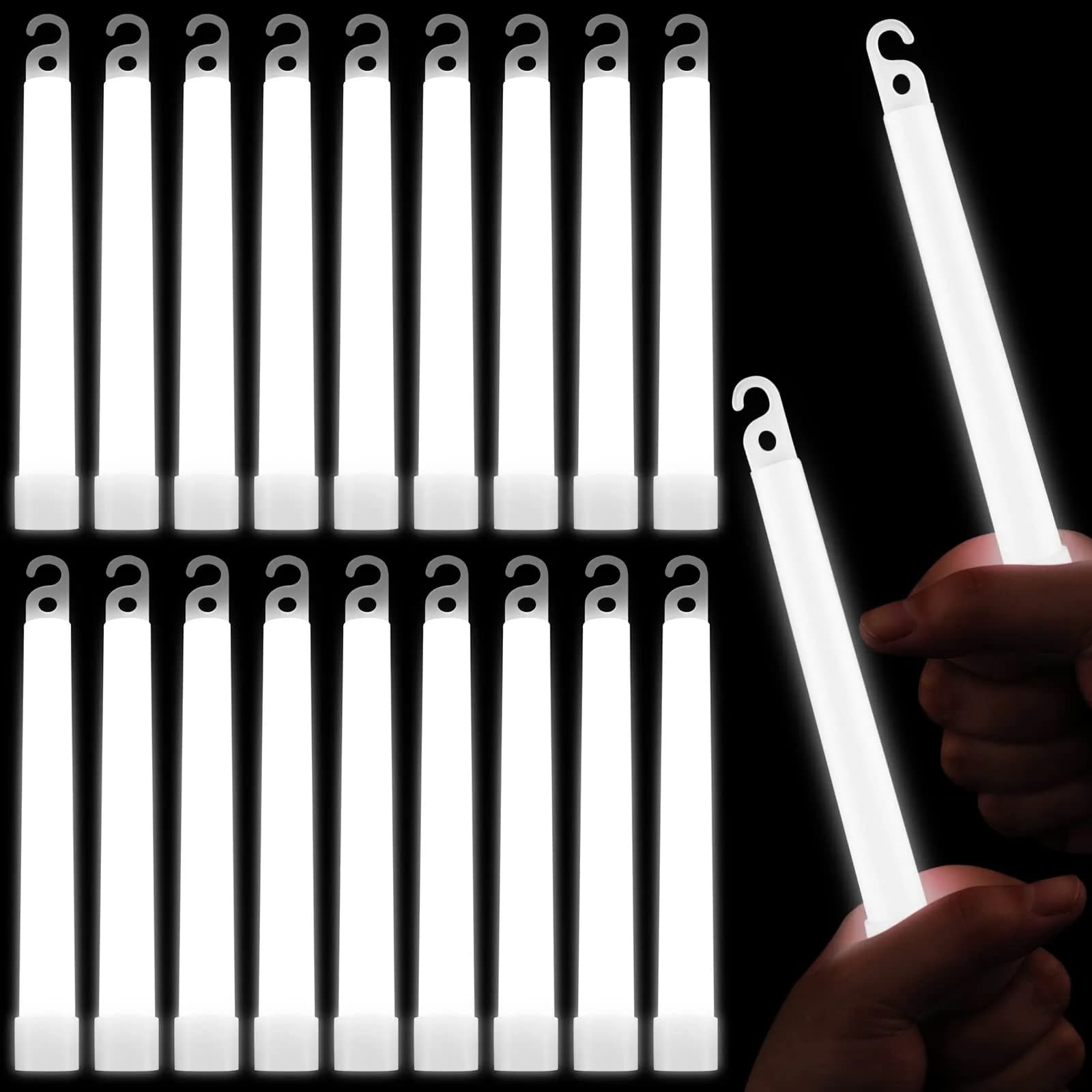LEIFIDE 100 Pcs White Glow Sticks Bulk, 6 Inch (15 cm) Light Sticks for Party | 24+ Hour Glow