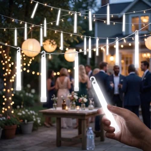 LEIFIDE 100 Pcs White Glow Sticks Bulk, 6 Inch (15 cm) Light Sticks for Party | 24+ Hour Glow thumbnail 5