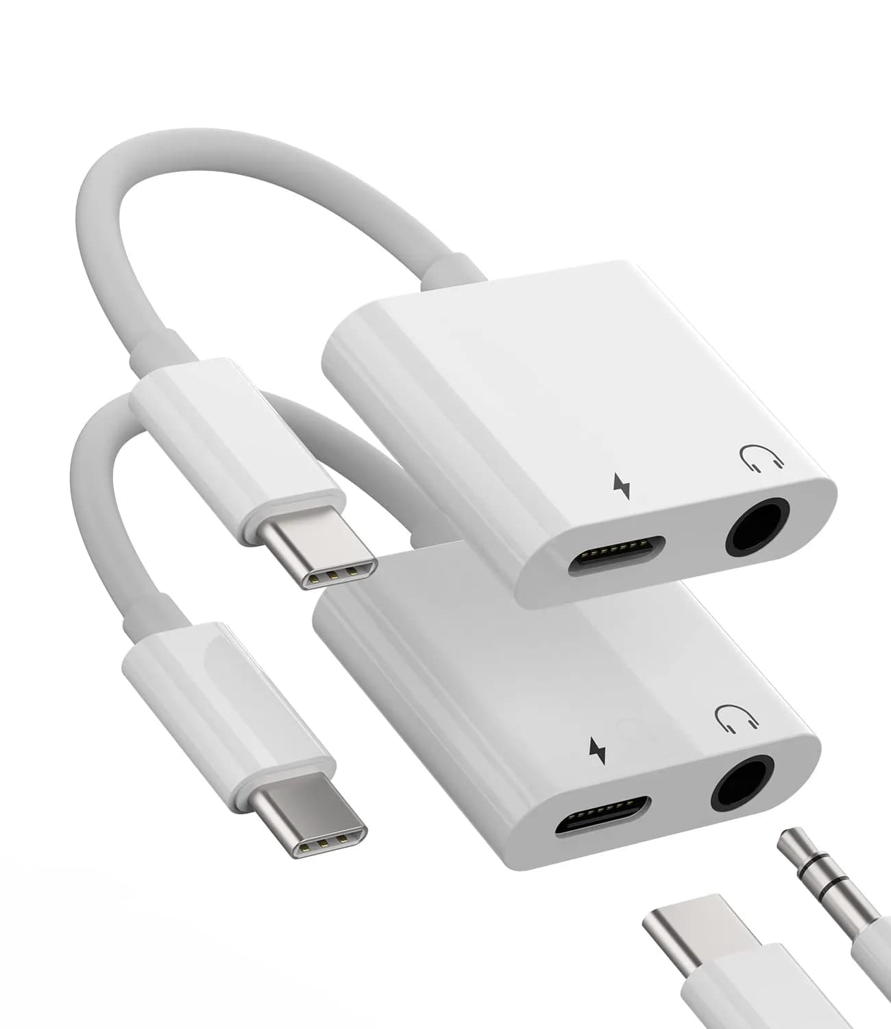 zoyuzan Dual USB-C Headphone Splitter with DAC & 60W Charging | 2-Port Audio Adapter — 3.5+C