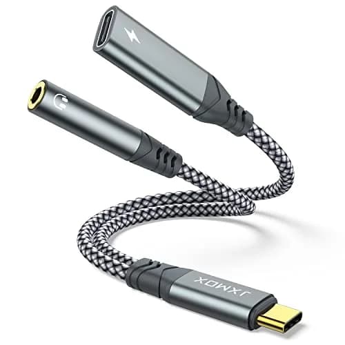 JXMOX USB C to 3.5mm Headphone and Charger Adapter, 2-Pack | 2-in-1 Type C to Aux Jack with PD 60W Fast Charging thumbnail 1