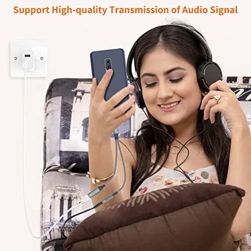 JXMOX USB C to 3.5mm Headphone and Charger Adapter, 2-Pack | 2-in-1 Type C to Aux Jack with PD 60W Fast Charging thumbnail 5