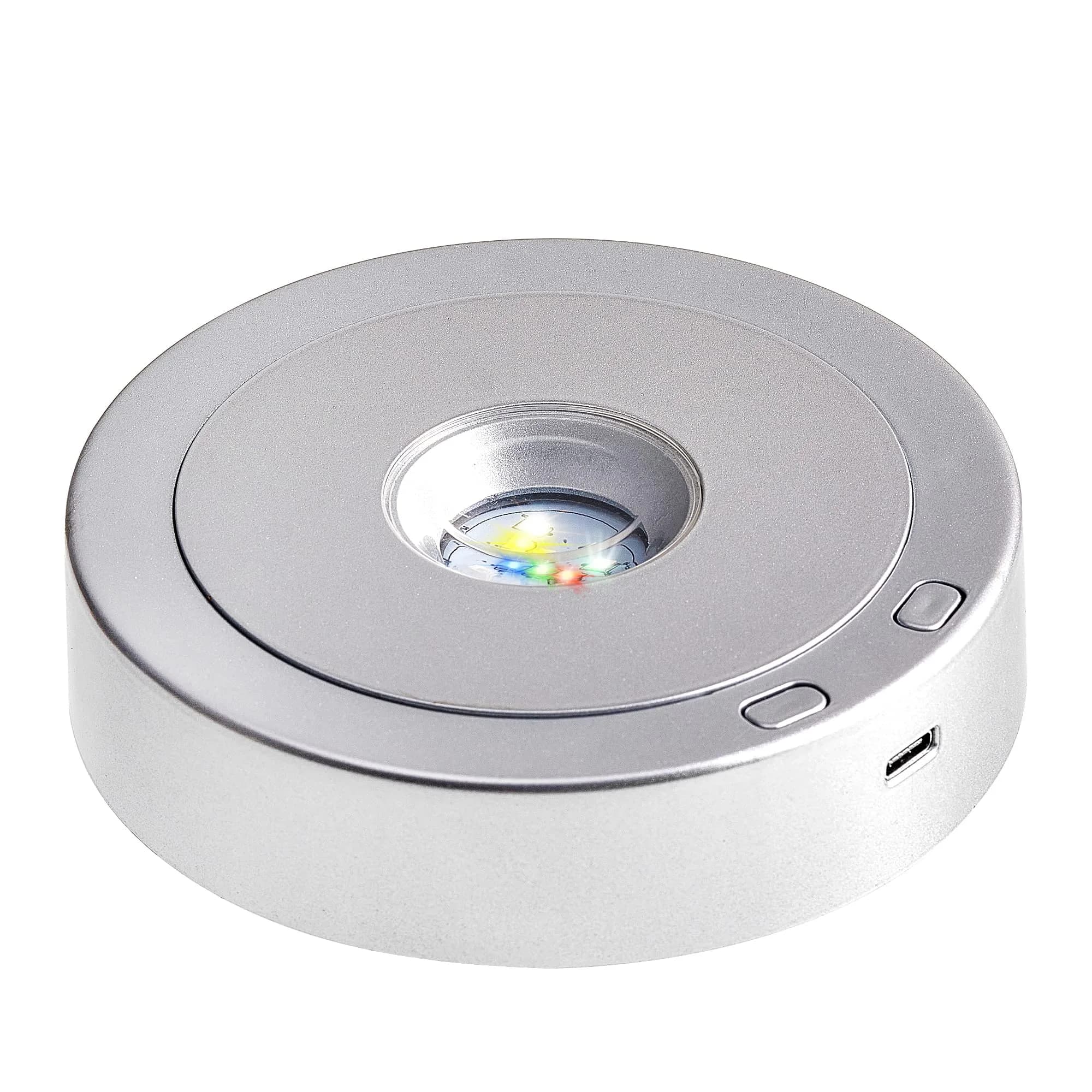 EUSTUMA Rotating LED Display Base with 8 Modes & USB/Battery Power, 11.4 cm (4.5 in) Diameter | Crystal Display Stand for Artwork - main product image