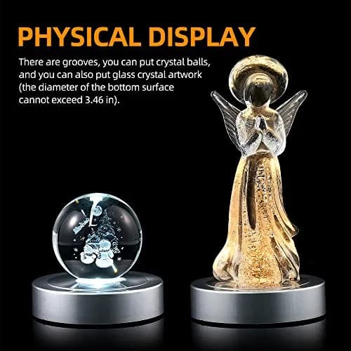 EUSTUMA Rotating LED Display Base with 8 Modes & USB/Battery Power, 11.4 cm (4.5 in) Diameter | Crystal Display Stand for Artwork thumbnail 6