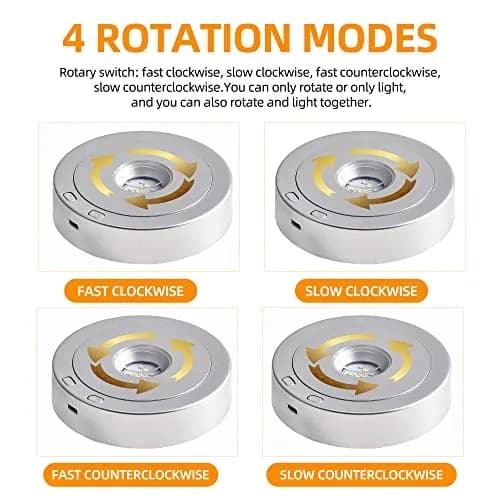 EUSTUMA Rotating LED Display Base with 8 Modes & USB/Battery Power, 11.4 cm (4.5 in) Diameter | Crystal Display Stand for Artwork thumbnail 3