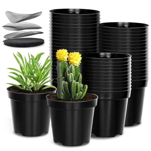RooTrimmer 40 Pack 4 Inch Nursery Pots with Mesh Pad | Sturdy Plastic Flower Planters for Indoor & Outdoor Use thumbnail 1
