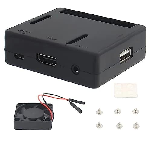 eleUniverse ABS Case with Cooling Fan for Raspberry Pi 3 Model A+ | Durable, lightweight ABS case with 4 fans, easy access ports, 72x62x23mm thumbnail 1