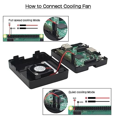 eleUniverse ABS Case with Cooling Fan for Raspberry Pi 3 Model A+ | Durable, lightweight ABS case with 4 fans, easy access ports, 72x62x23mm thumbnail 2