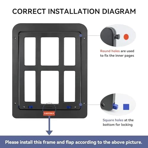 NAMSAN Black Pet Door for Sliding Doors 25.7cm (10.2in) x 31.9cm (12.6in) | Magnetic Closure Screen Door for Cats and Small Dogs thumbnail 5
