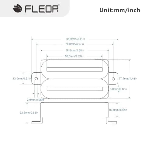 FLEOR Dual Rail Humbucker Pickup Ceramic Black | Electric Guitar Neck Pickup with 57mm Steel Rail thumbnail 5