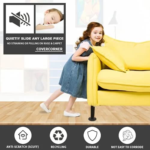 COVERCORNER Felt Furniture Sliders for Hardwood Floors 16 PCS, 3 1/2" (8.89 cm) | Move Heavy Furniture Easily thumbnail 2